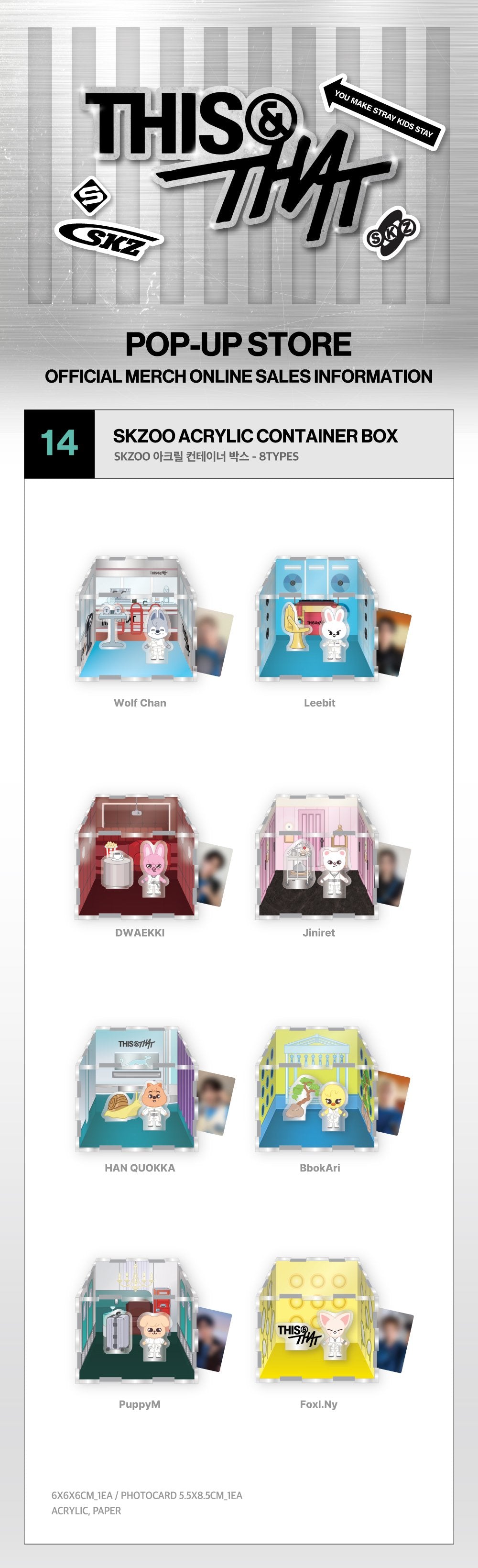 Stray Kids SKZOO Acrylic Container Box This & That - Product Details