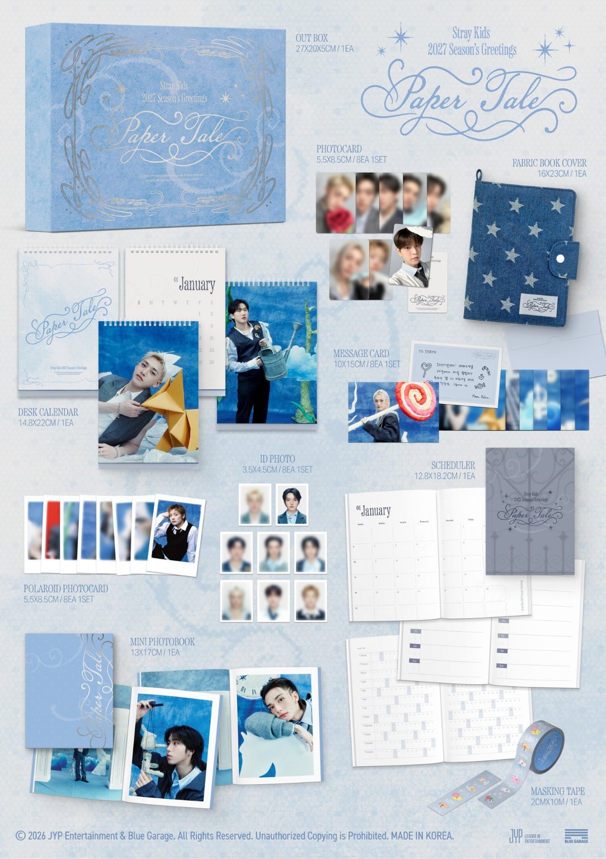 Stray Kids 2027 Season's Greetings Paper Tale - contenu du pack