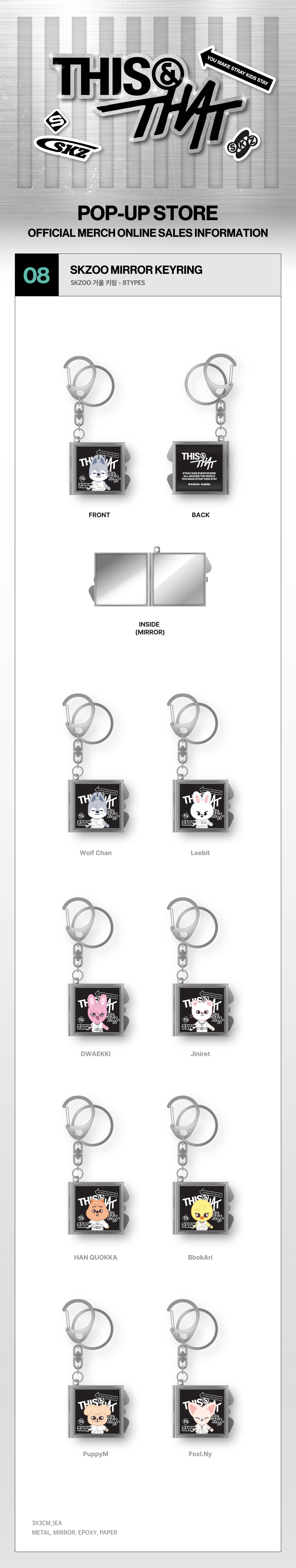 Stray Kids SKZOO Mirror Keyring This & That - Product Details